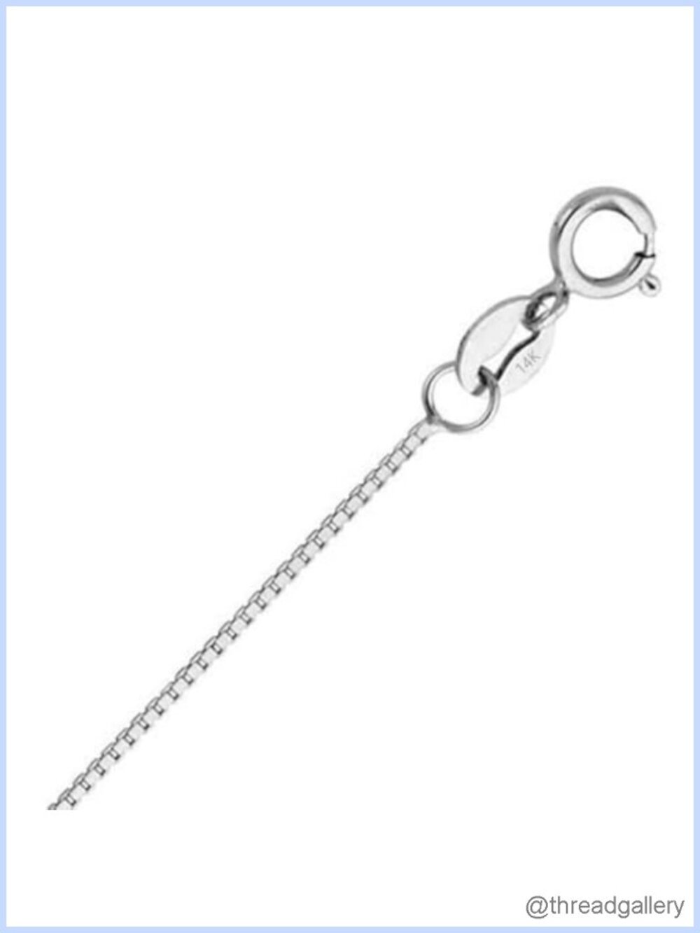 14K White Gold Box Chain Necklace 20 Inch Spring Ring Clasp Fine Jewelry